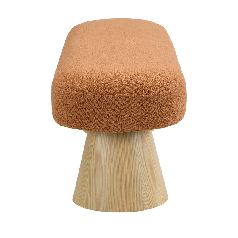 Dining Bench for Dining Room, Upholstered Bench, Boucle Ottoman, 64"L Orange Stool Top Wood Leg 300 LBS Weight Capacity