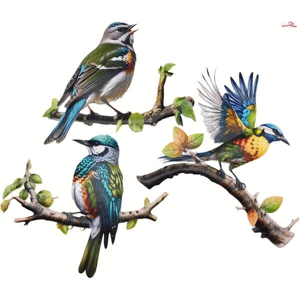 slide 2 of 8, 3 Pack Metal Bird Art Wall Decor Blue