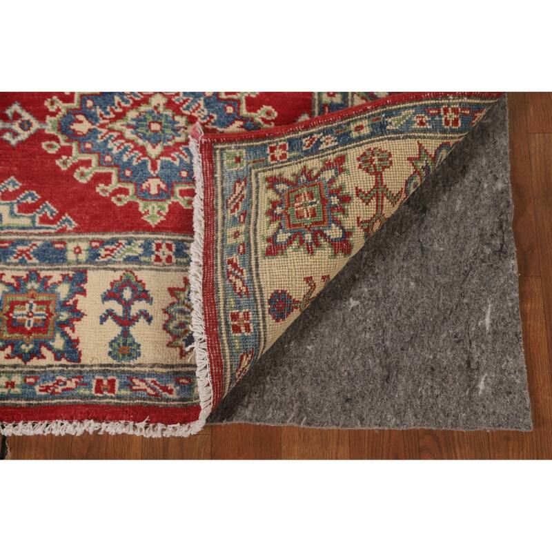 Red Kazak Area Rug Hand-Knotted Oriental Wool Carpet - 5'0" x 6'8"