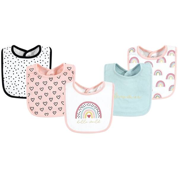 slide 1 of 1, Hudson Baby Infant Girl Cotton Bibs, Modern Rainbow, One Size - Modern Rainbow - One Size One Size - Modern Rainbow