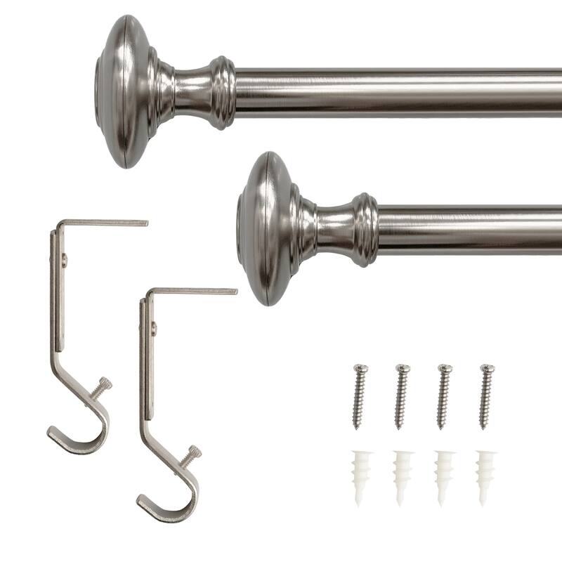 Lumi 1" Single Curtain Rod Brushed Nickel /Oil Rubbed Bronze- Knob - 36"-72" - Brushed Nickel