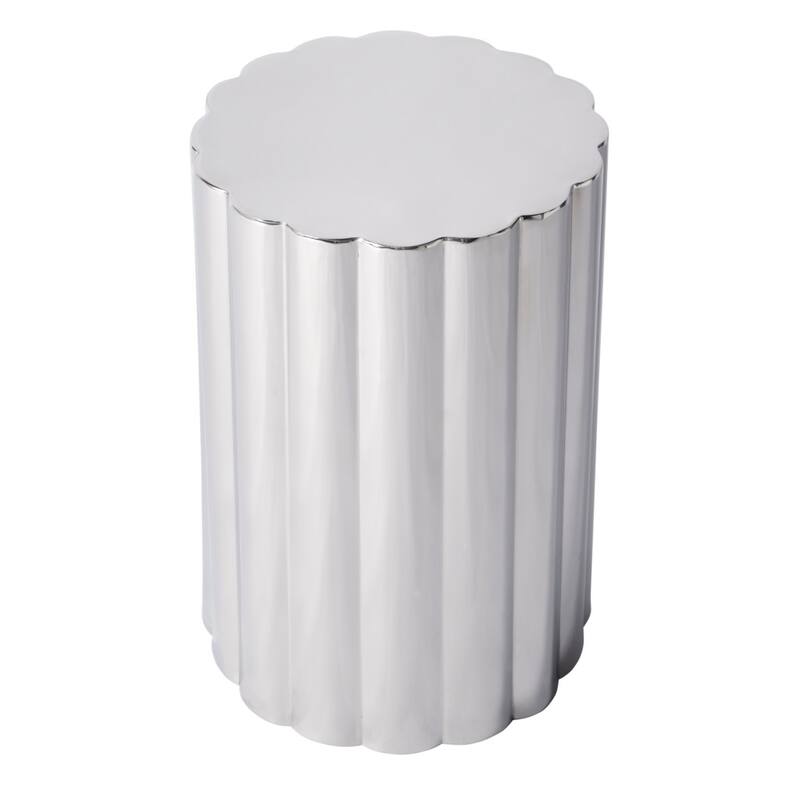 HomeRoots 18" Silver Stainless Steel Block End Table - 11.75 in. x 18.00 in. x 11.75 in.