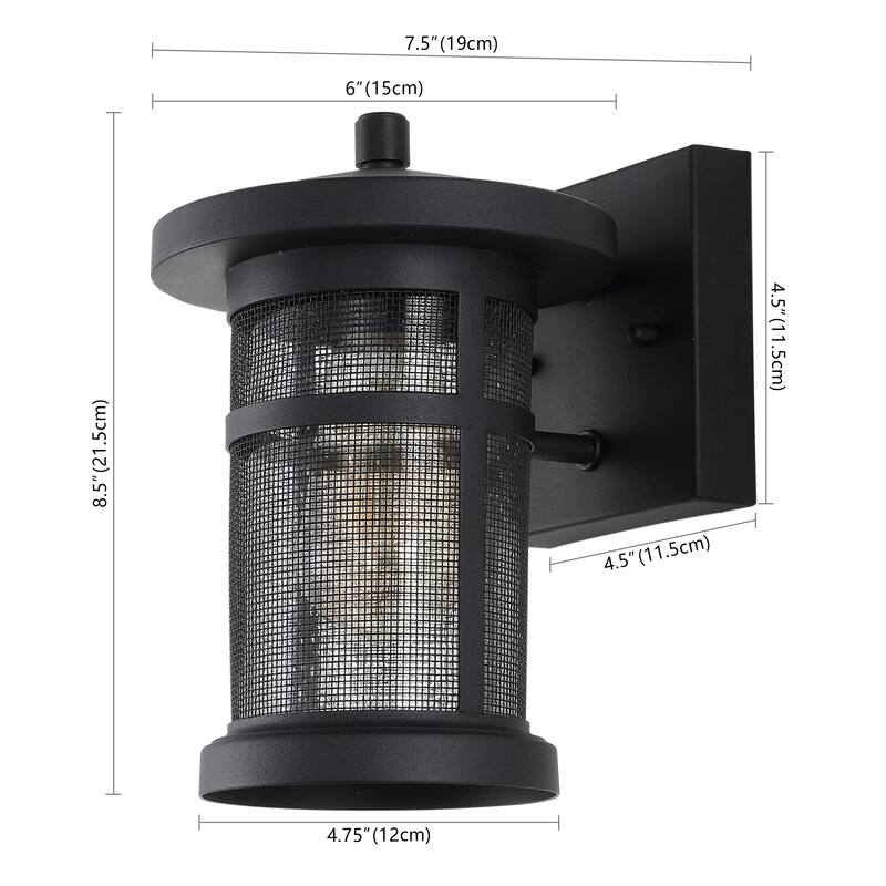 SAFAVIEH Lighting Liubovia 8" Outdoor Sconce (Set of 2) - 6" W x 8" D x 9" H - 6Wx8Dx9H