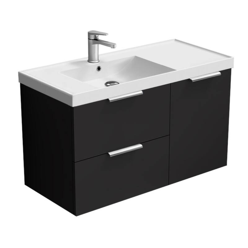 Nameeks Lisbon-3619-W Lisbon 36" Wall Mounted Single Basin Vanity Set - Matte Black/ Chrome - Anthracite Finish