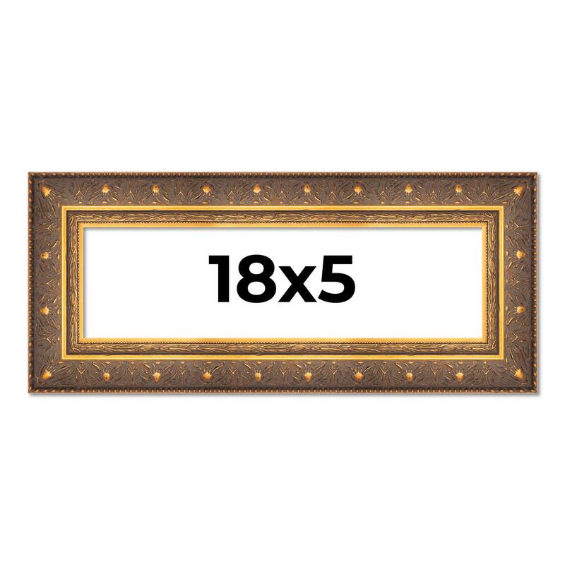 18x5 Frame Gold Real Wood Picture Frame
