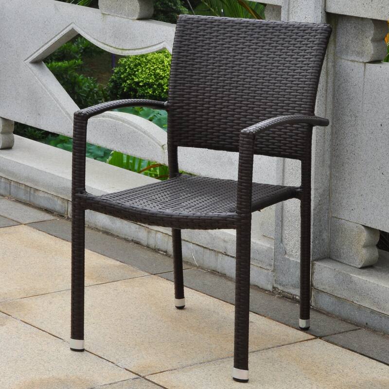 Barcelona Resin Wicker/Aluminum Outdoor Stackable Armchair - Chocolate