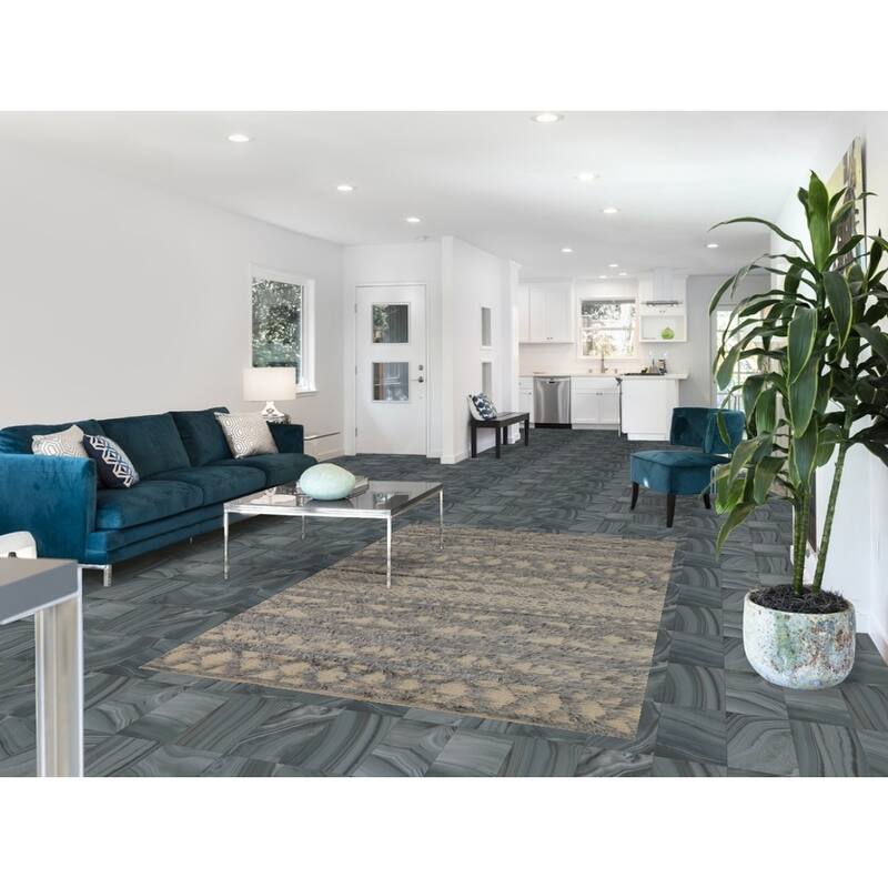 Beige & Gray Moroccan Shaggy Oriental Area Rug Handmade Wool Carpet - 4'11" x 7'8"