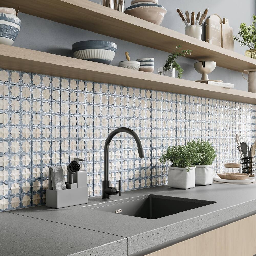 Merola Tile Tetuan Astre Arena Aqua 12-1/8" x 21-7/8" Porcelain Wall Tile