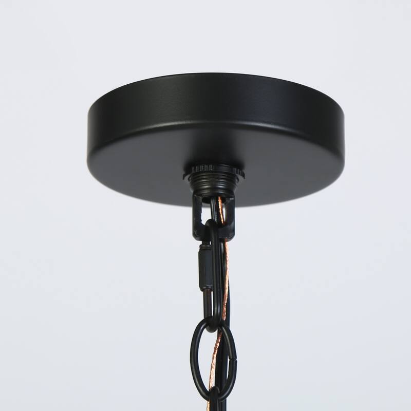 Modern 1-Light Black Cylinder Pendant Light Texture Glass Island Light - D 7.9" x H 16.5"
