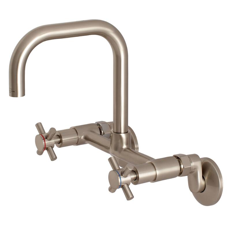 Kingston Brass Concord 8 in. Adjustable Center Wall Mount Kitchen Faucet - Brushed Nickel