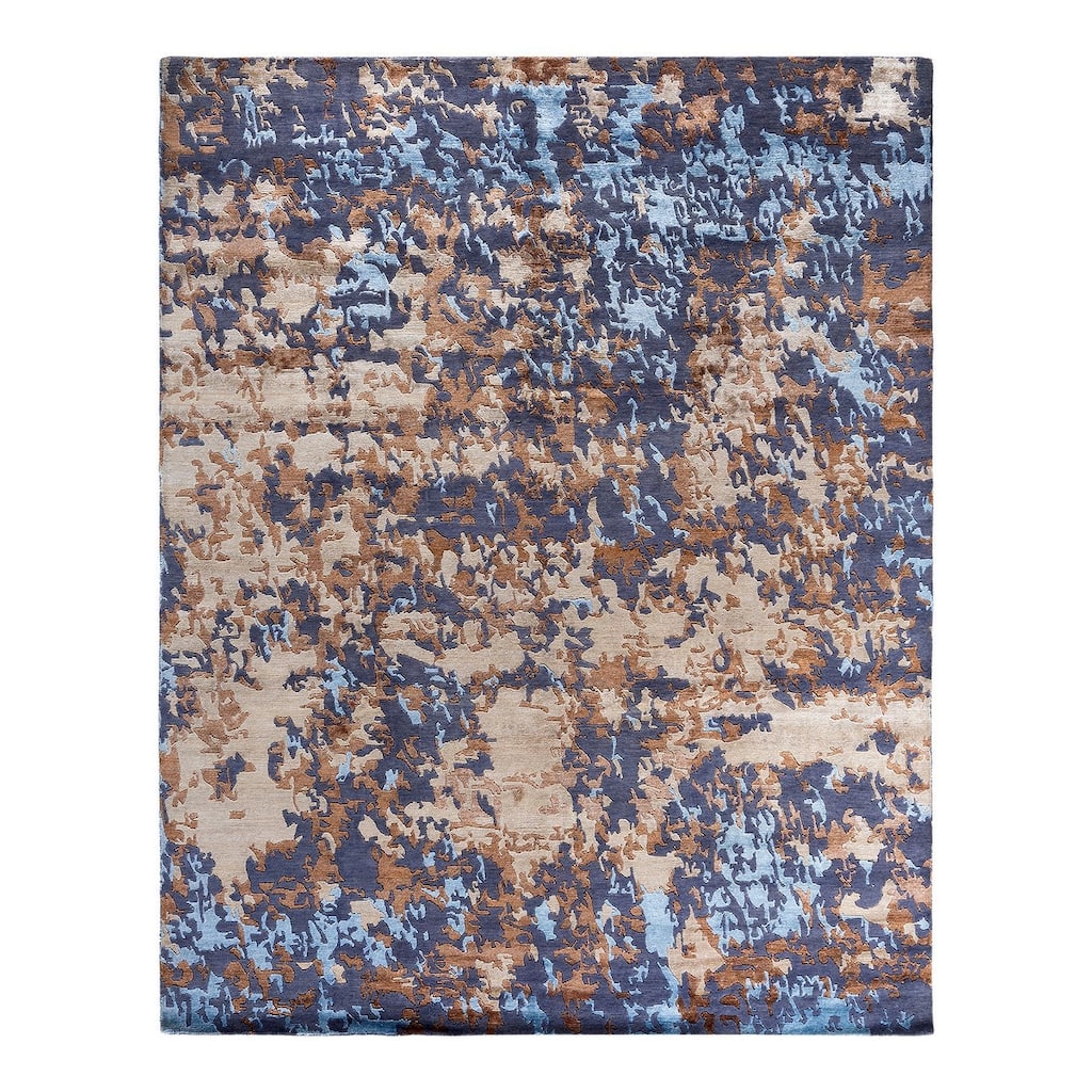 Modern One-of-a-Kind Hand-Knotted Area Rug, Beige - 8' 2" x 10' 2"