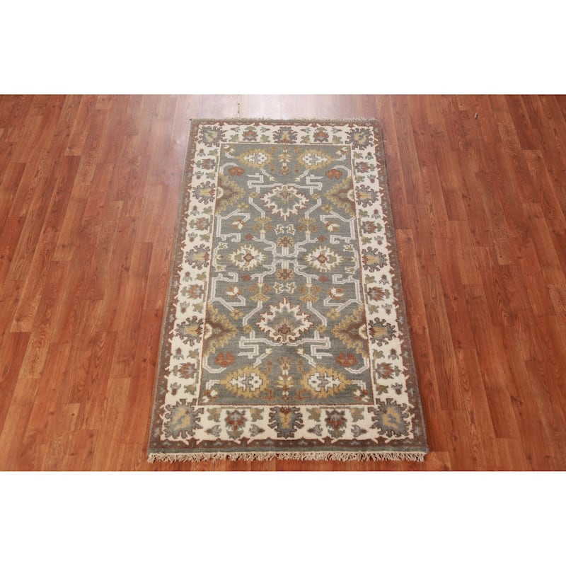 Gray Oushak Oriental Foyer Rug Hand-Knotted Wool Carpet - 3'1"x 5'8"