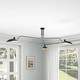preview thumbnail 2 of 7, Farmhouse Matte Black 3-Light Semi Flush Mount Ceiling Light with Gold Leaf