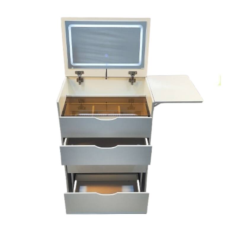 3-in-1 Vanity Table w/ 3-Color LED Mirror,Multi-Functional Makeup Desk
