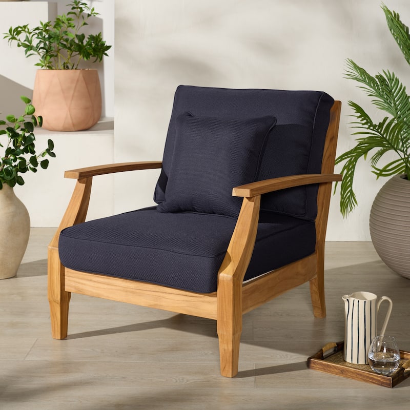 SAFAVIEH Couture Outdoor Patio Furniture Martinique Wood Arm Chair - 31"W x 36"D x 33"H