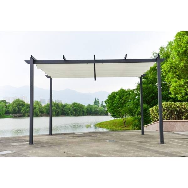 Shop Amama White 13x10 Retractable Canopy Pergola By Havenside Home On Sale Overstock 28566396