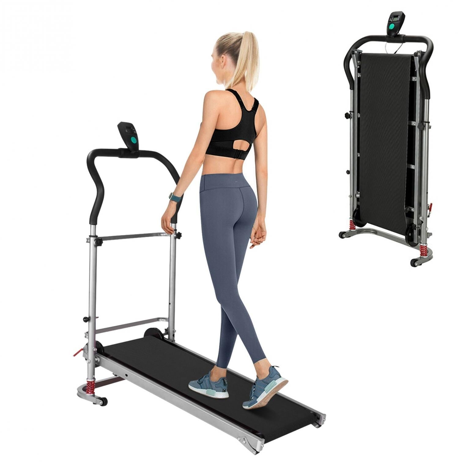 Shock absorbing Folding Manual Treadmill Work Machine Fitness