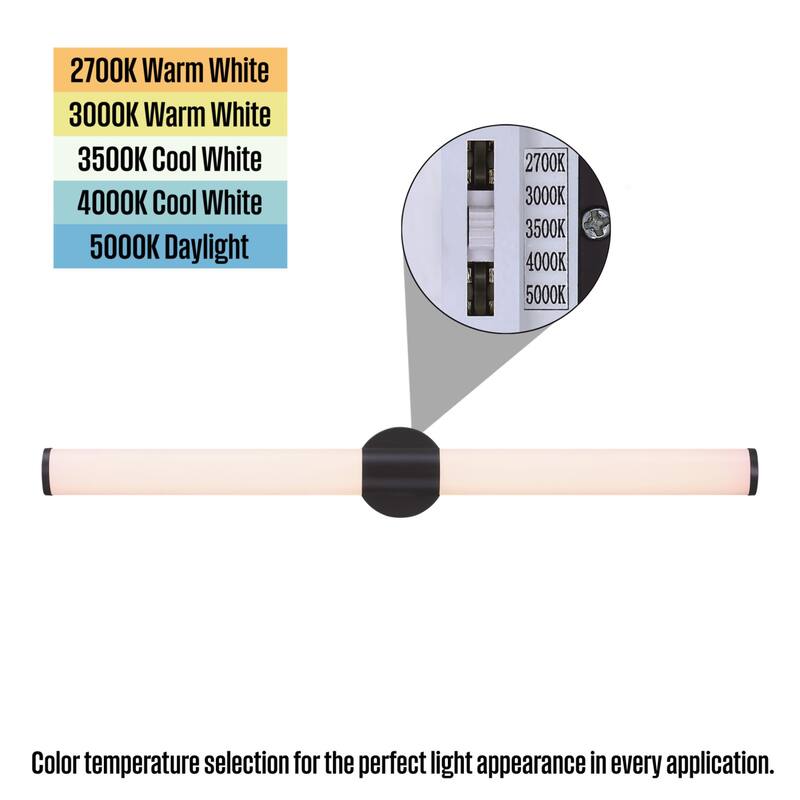 Westinghouse Lighting Clarksboro LED Indoor Wall Fixture Selectable, Matte Black Finish, Frosted Acrylic Shade