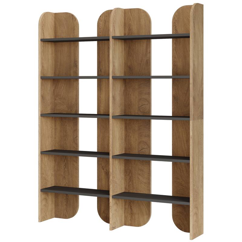 Double Wide Industrial Open Bookcase 5-Tier Storage Display Shelf