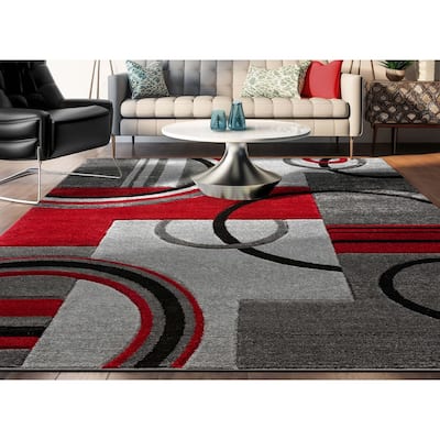 Well Woven Ruby Galaxy Waves Modern Geometric Area Rug