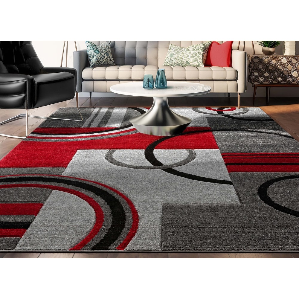Well Woven Ruby Galaxy Waves Modern Geometric Area Rug