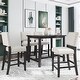 5-Piece Rustic Wooden Dining Table Set with 4 Upholstered Chairs - Bed ...