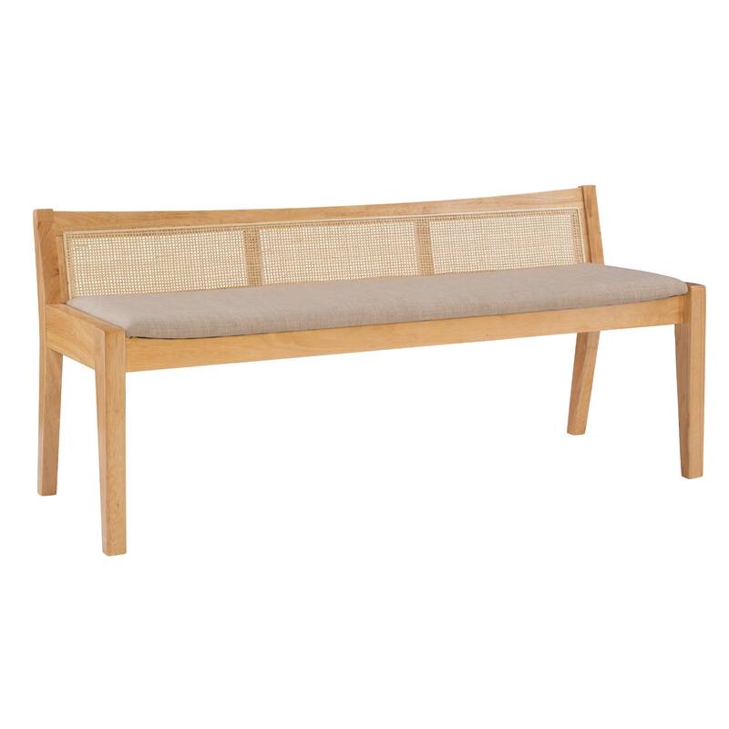 Framed Woven Rattan Cane Bench - 52.5" - Beige