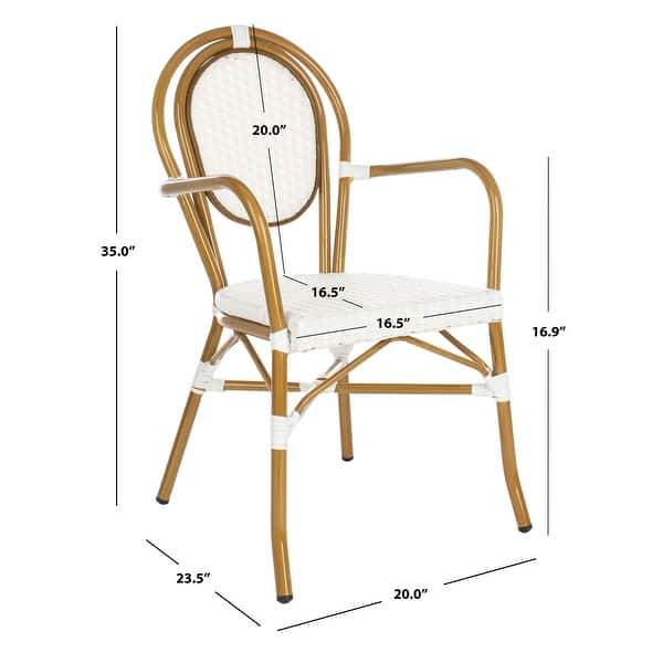 dimension image slide 2 of 2, SAFAVIEH Outdoor Living Rosen Stacking Indoor/Outdoor Arm Chair (Set of 2)