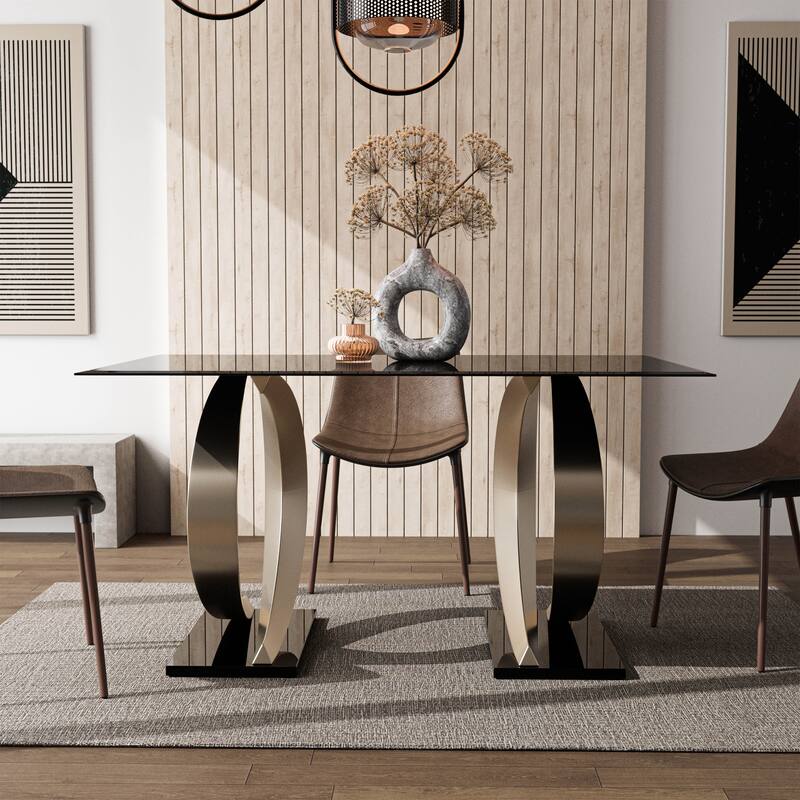 Furniture of America Tualatin Modern 58-inch Glass Top Dining Table