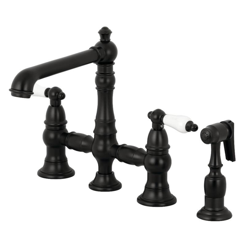 Kingston Brass English Country Bridge Kitchen Faucet with Sprayer