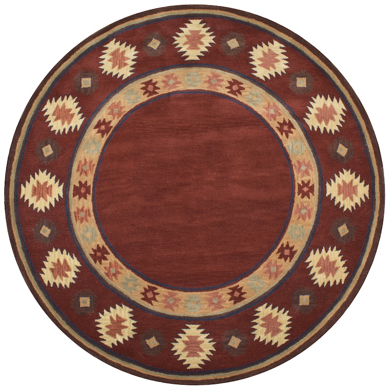 Alora Decor Ryder Hand-tufted Southwestern Wool Rug - 10' x 10' - Burgundy