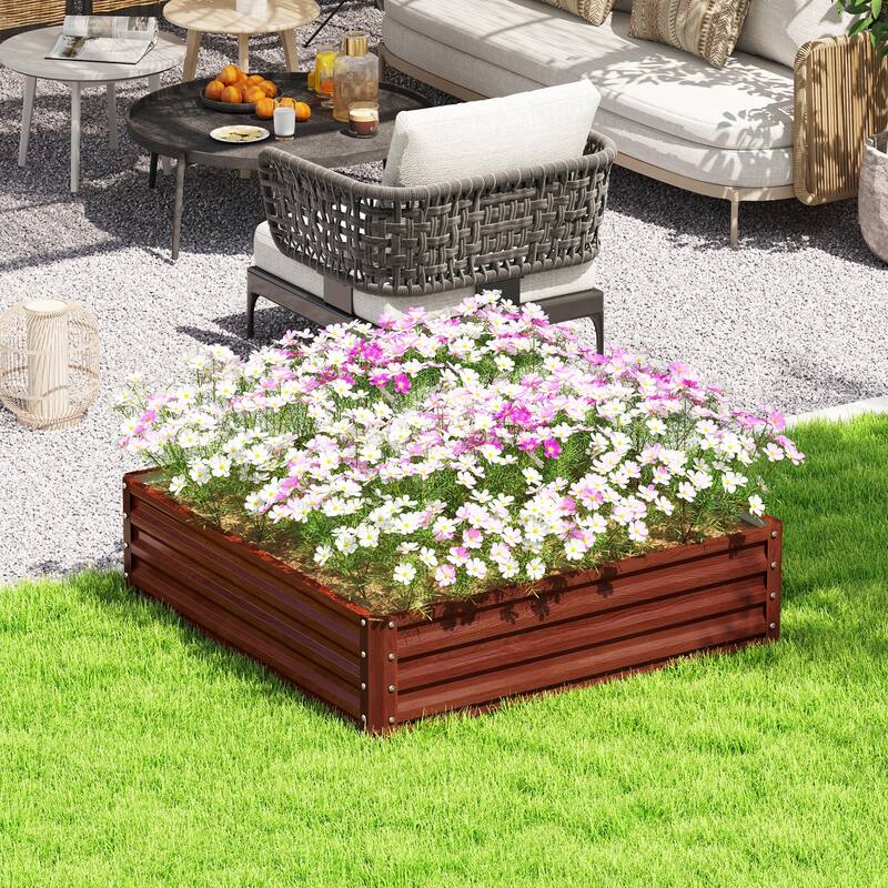 Outsunny Raised Garden Bed Box with Weatherized Steel Frame for Vegetables, Flowers, Plants and Herbs