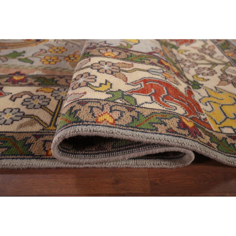 Hunting Animals Design Ziegler Indian Area Rug Handmade Wool Carpet - 8'11"x 12'0"