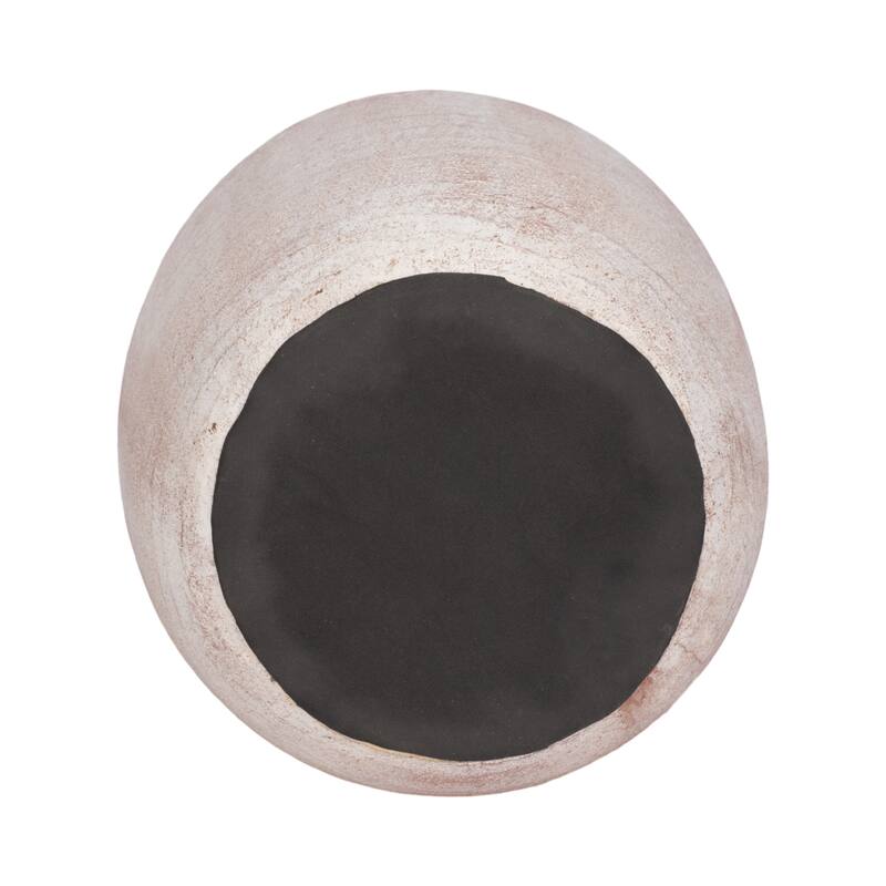 Ceramic Modern Vase with Sculptural Handle - Ivory, 15 in.