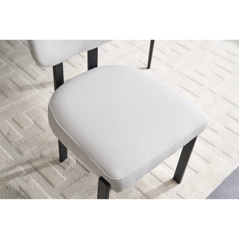 Modern Dining Room Chairs Set of 2, Mid-Century Upholstered Boucle Kitchen Dining Chairs with Metal Legs