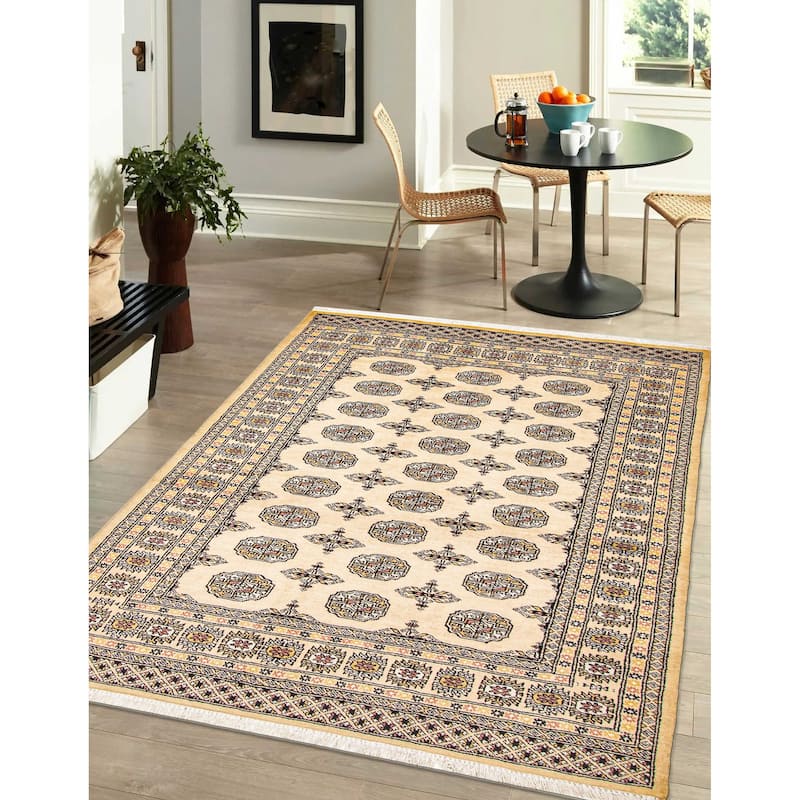 ECARPETGALLERY Hand-knotted Peshawar Bokhara Beige Wool Rug - 4'9 x 6'9
