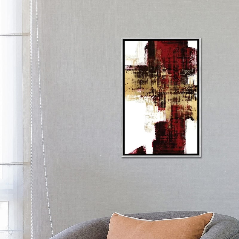 iCanvas "Kinetic Gold on Red I" by Alex Wise Framed