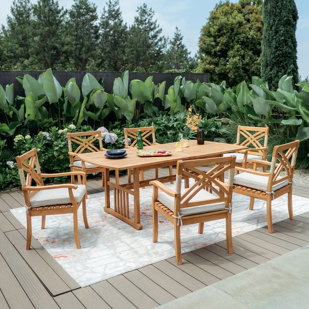 Cambridge Casual Carmel 7-Piece Teak Patio Dining Set with Extendable Table
