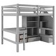 preview thumbnail 64 of 80, Multifunctional Wood Twin Size Loft Bed with L-Shaped Desk and Storage Staircase, Loft Bed Frame with Cabinet and Drawers
