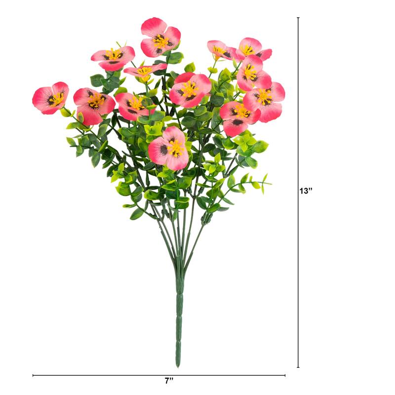 13-in UV Resistant Artificial Pansy Bush (Indoor/Outdoor) - Set of 12