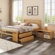 preview thumbnail 1 of 13, Full Size Wood Platform Bed with Removable Shelves, 2-Storage Drawers, Natural