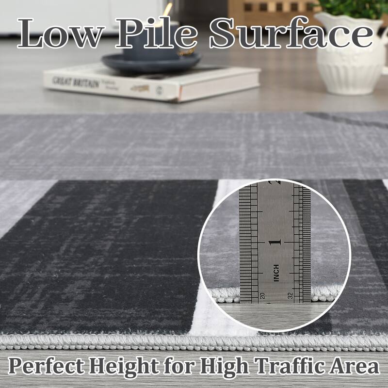 Washable Rugs for Living Room Bedroom Circles Pattern Rug Modern Geometric Area Rug