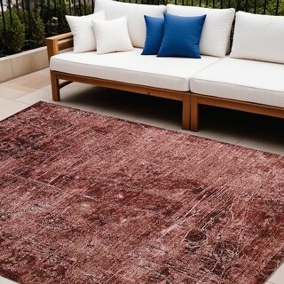 HomeRoots 8' X 10' Merlot Abstract Washable Non Skid Indoor Outdoor ...