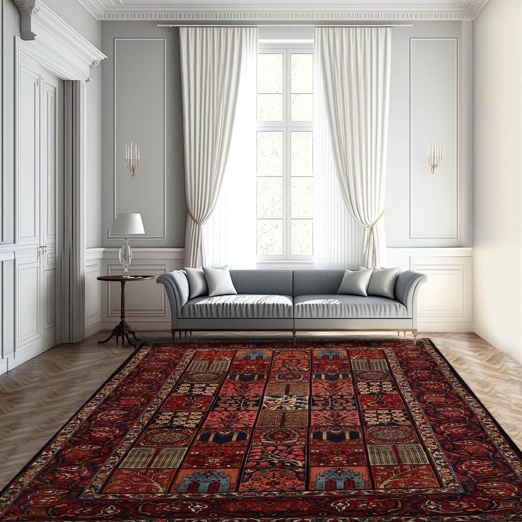 Hand Knotted Bhakhtiari Navy,Red Wool Traditional Oriental Area Rug - 8' 5'' x 11' 7''