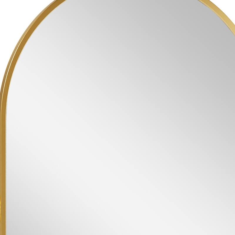 HomeRoots 31" Gold Aluminum Arch Tilting Framed Accent Mirror - 23.58 in. x 31.44 in. x 0.79 in.