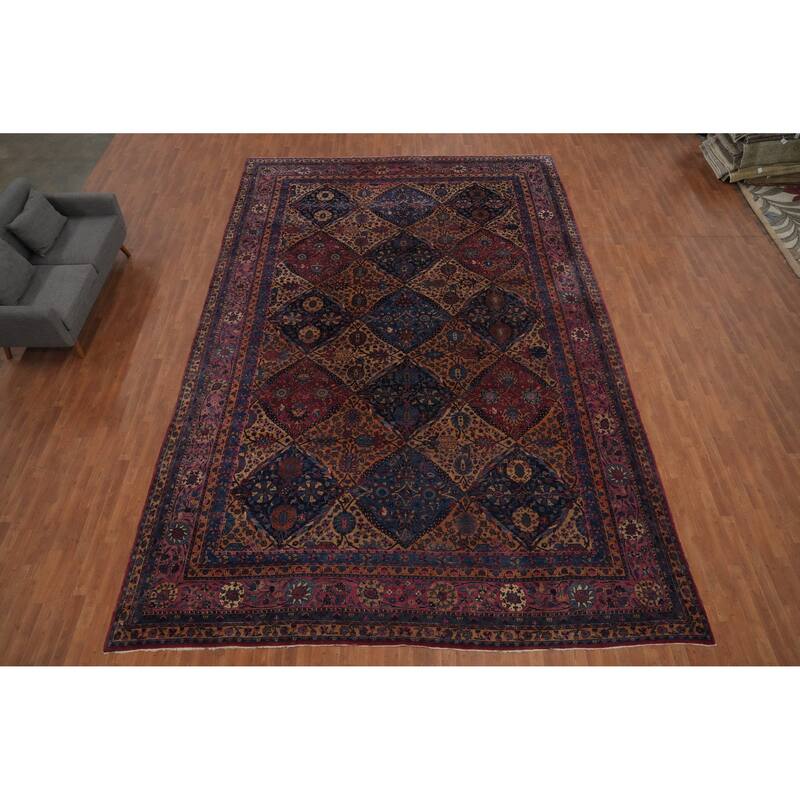 Hand Knotted Oriental 100% Kork Wool Carpet Traditional All-Over Oranges & Rust Kerman Area Rug - 18' 2'' X 11' 9''