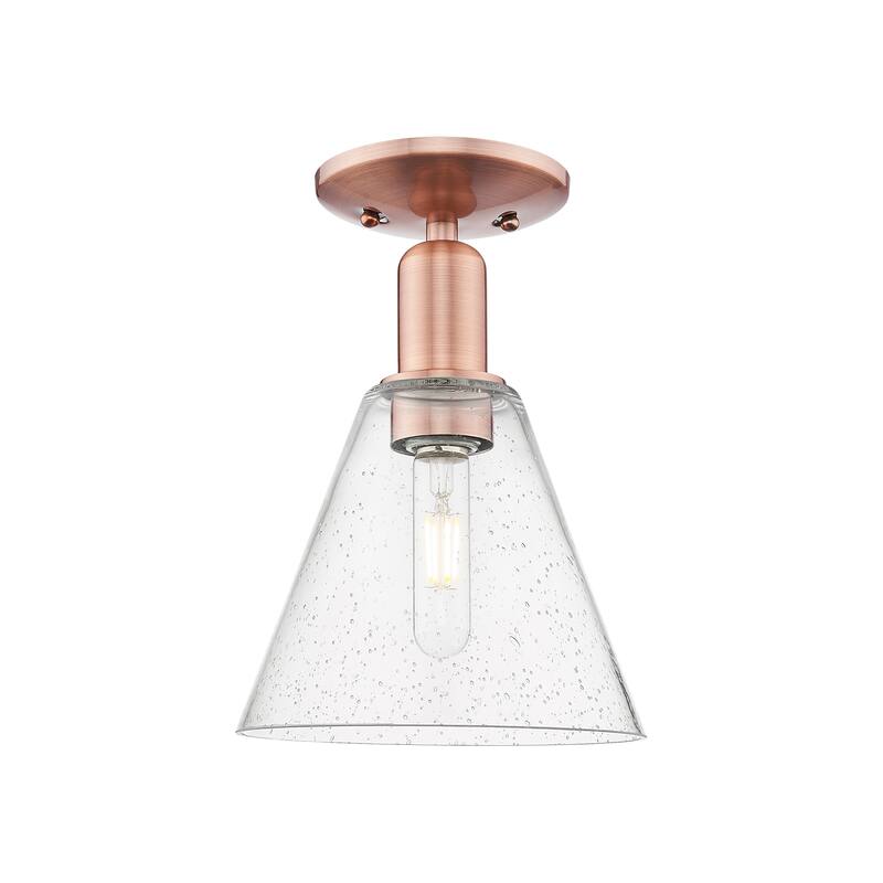 Innovations Lighting Endless Possibilities Arcadia - Berkshire Glass - 1 Light 8" Semi-Flush Mount - Antique Copper/Seedy