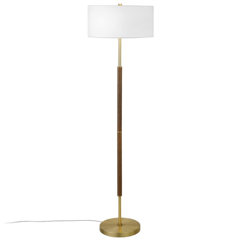 61-Inch Two Light Floor Lamp with Frosted Glass Drum Shade for Living Room