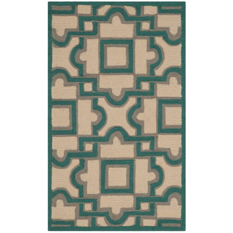 SAFAVIEH Handmade Four Seasons Onelia Floral Rug - 2'3" x 3'9" - Ivory/Aqua