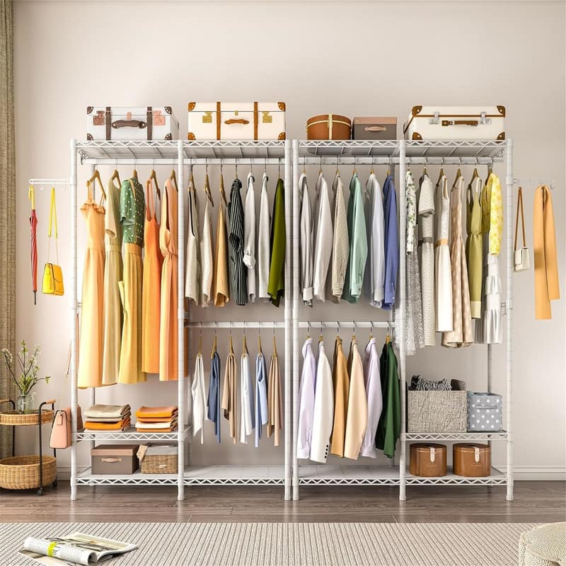 Garment Rack 3 Tiers - 16.5"D x 44.7"W x 76.8"H - White